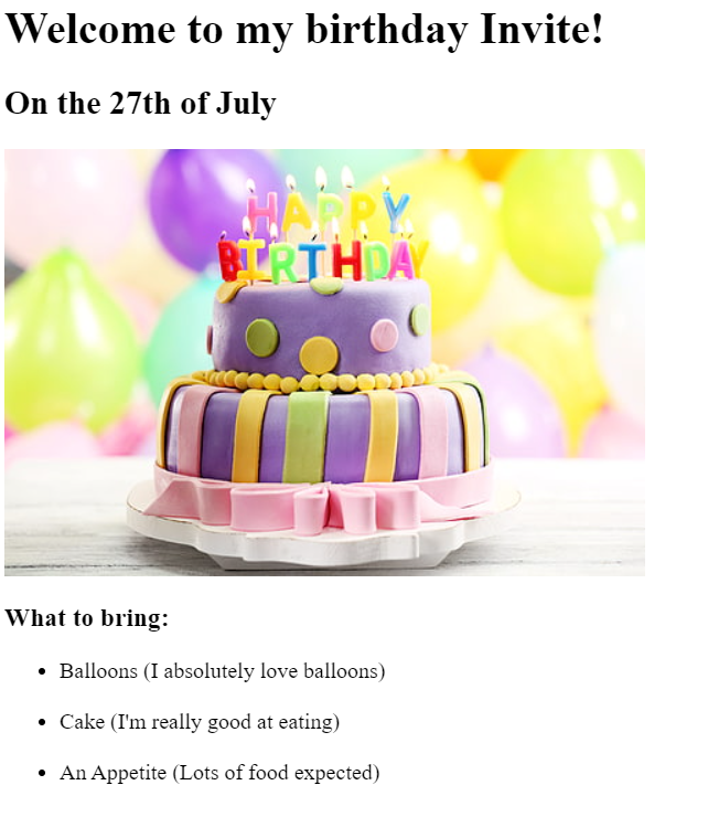 birthday invite project